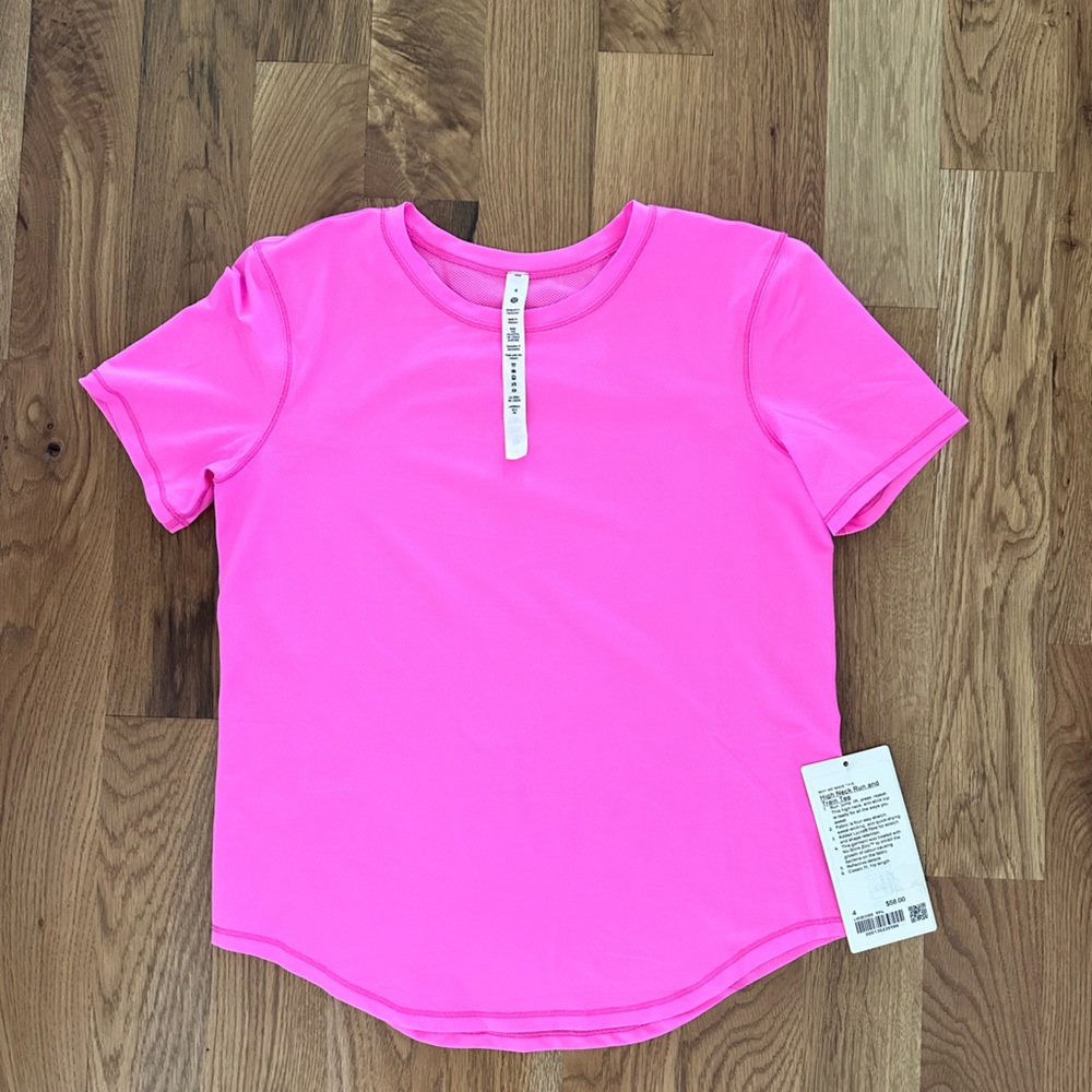 Lululemon pink high neck run and train tee